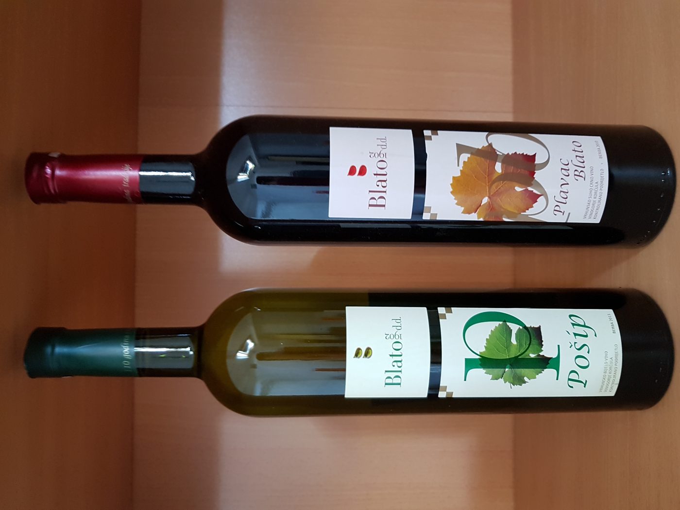 Plavac Mali wine bottles from Korčula