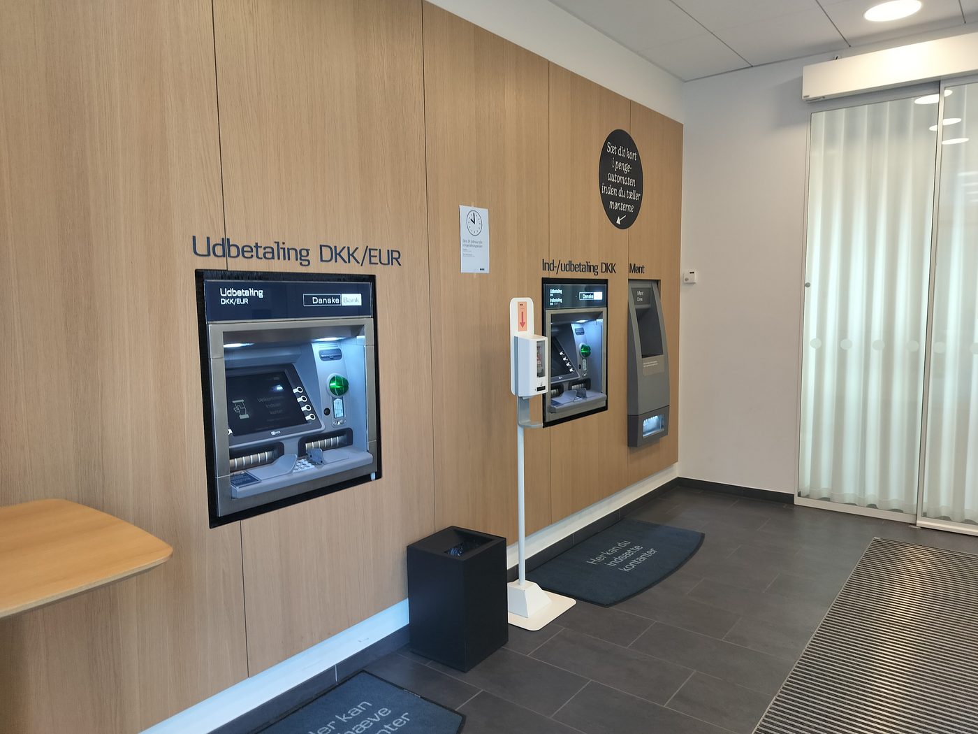 Danske Bank ATM machine in a quiet lobby in Denmark