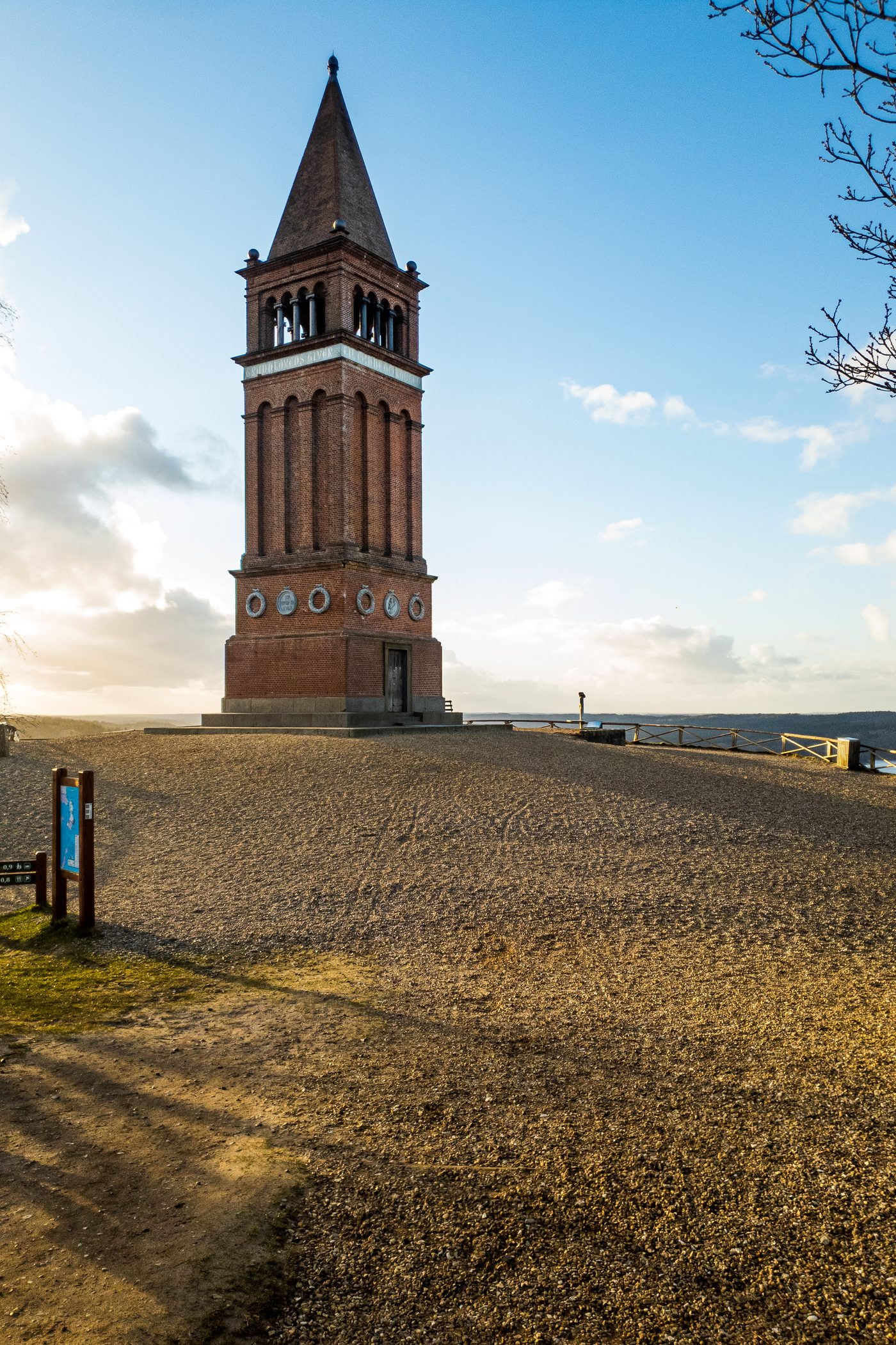 The 25-metre brick tower on top of Himmelbjerget, rising above the beech canopy