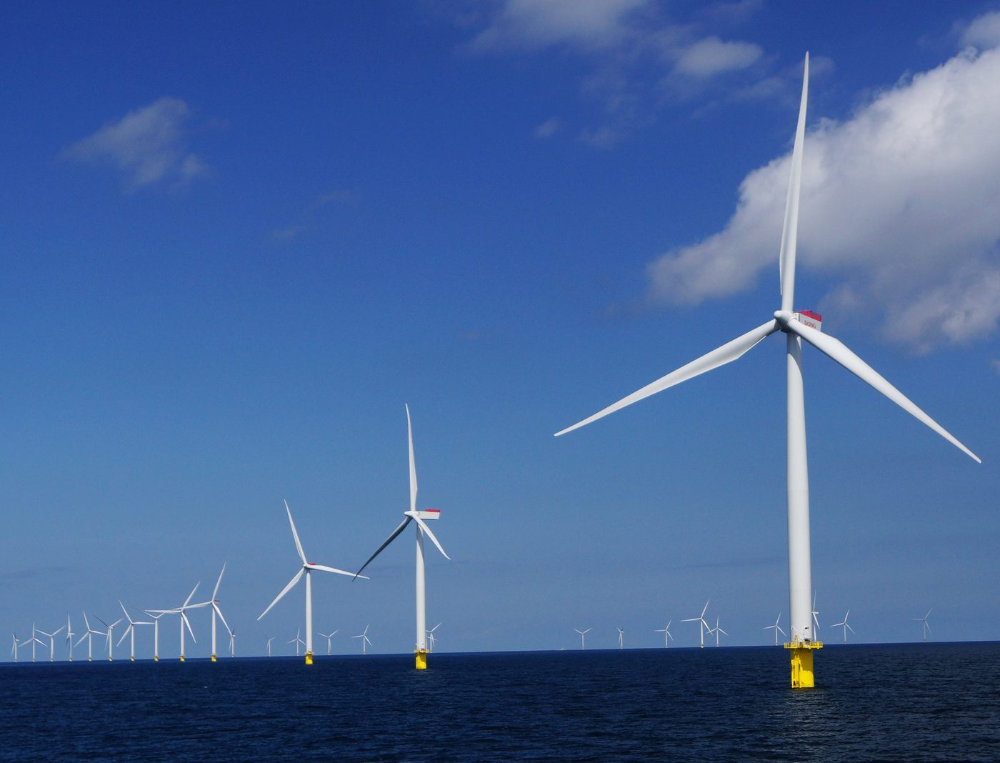 Anholt offshore wind farm — turbines on the horizon, generating power for hundreds of thousands of Danish homes