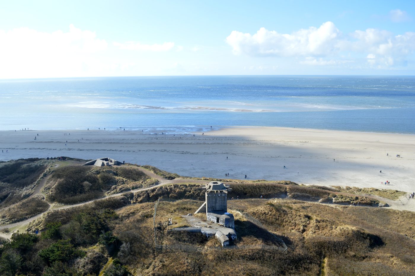 Wide empty beach below Blåvandshuk lighthouse, west Jutland