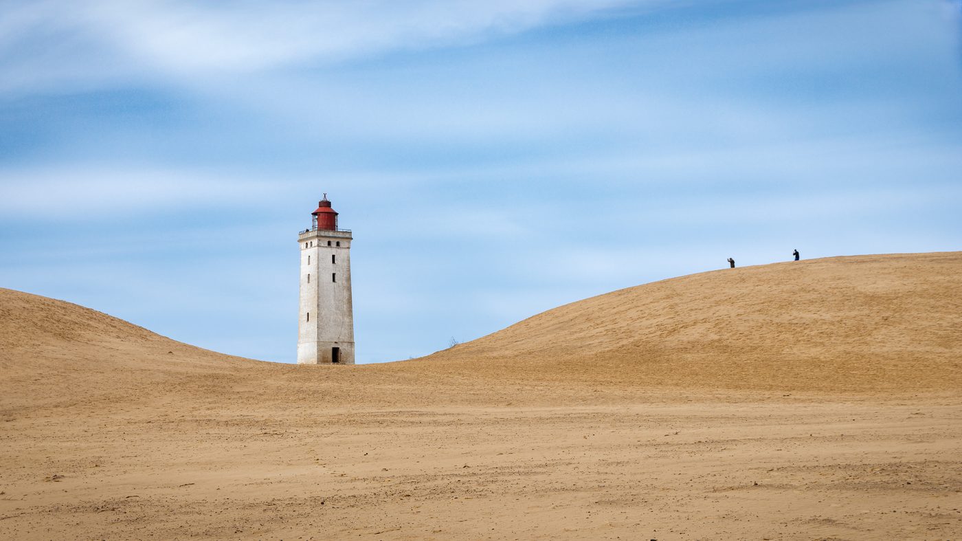Rubjerg Knude lighthouse on the migrating sand dune above the North Sea, Danish west coast